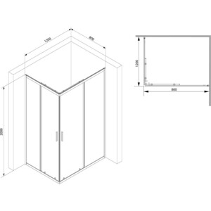 Душевой уголок Am.Pm Gem S 120x80 прозрачный, черный (W93G-404-120280-BT)