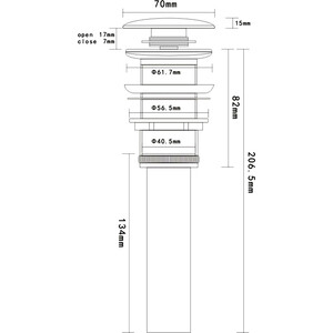 Донный клапан AQUAme Click-clack с переливом, хром (AQM7001-1)