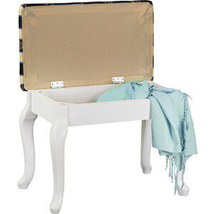 Банкетка Мебелик Ретро с ящиком белый, полоса синий (П0005824)
