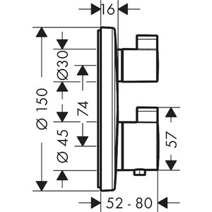 Термостат для ванны Hansgrohe Ecostat S для механизма 1800180, шлифованная бронза (15758140)