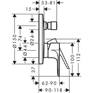 Смеситель для ванны Hansgrohe Rebris S с механизмом, хром (72466000, 01800180)