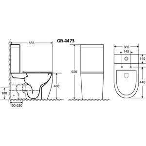 Унитаз-компакт безободковый Grossman Style для инвалидов, с тонким сиденьем-микролифт (GR-4473S)