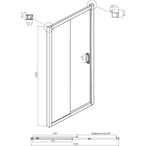 Душевая дверь Ambassador Forsa 110х200 прозрачная, черный (17021217AB)