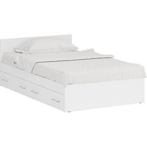 Кровать с ящиками СВК Стандарт 120х200 белый (1024228) кровать на уголках 4 с ящиками 1600х1900 мм молочный дуб