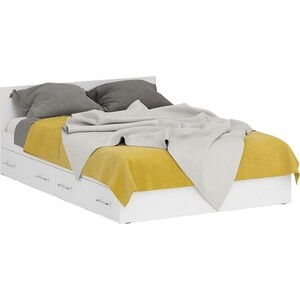 Кровать с ящиками СВК Стандарт 160х200 белый (1024230) кровать на уголках 4 с ящиками 1600х1900 мм молочный дуб