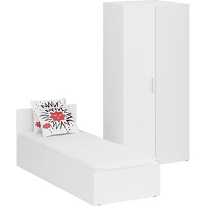 Комплект мебели СВК Стандарт кровать 80х200, шкаф угловой 81,2х81,2х200, белый (1024251) кровать гзми орион белый 140x200