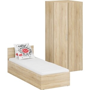 Комплект мебели СВК Стандарт кровать 80х200, шкаф угловой 81,2х81,2х200, дуб сонома (1024331) односпальная кровать woodville адайн 80х200 венге венге