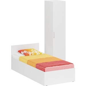 Комплект мебели СВК Стандарт кровать 90х200, пенал 45х52х200, белый (1024252) одноярусная кровать seven dreams blossom белый