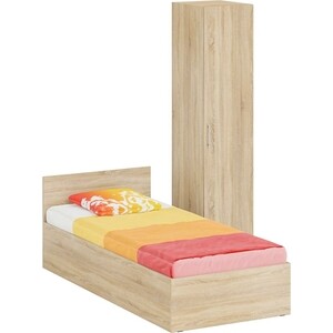 Комплект мебели СВК Стандарт кровать 90х200, пенал 45х52х200, дуб сонома (1024332) кровать свк стандарт 120х200 дуб сонома 1024237
