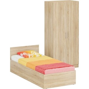 Комплект мебели СВК Стандарт кровать 90х200, шкаф 2-х створчатый 90х52х200, дуб сонома (1024333) кровать свк стандарт 120х200 дуб сонома 1024237