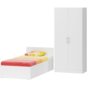 Комплект мебели СВК Стандарт кровать 90х200 с ящиками, шкаф 2-х створчатый 90х52х200, белый (1024268)
