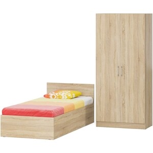 Комплект мебели СВК Стандарт кровать 90х200 с ящиками, шкаф 2-х створчатый 90х52х200, дуб сонома (1024348)