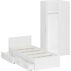 Комплект мебели СВК Стандарт кровать 90х200 с ящиками, шкаф угловой 81,2х81,2х200, белый (1024269)