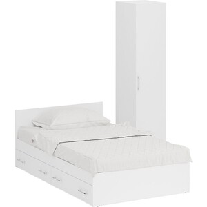Комплект мебели СВК Стандарт кровать 120х200 с ящиками, пенал 45х52х200, белый (1024270) кровать гзми орион белый 160x200