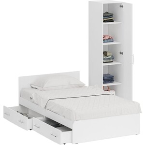 Комплект мебели СВК Стандарт кровать 120х200 с ящиками, пенал 45х52х200, белый (1024270)