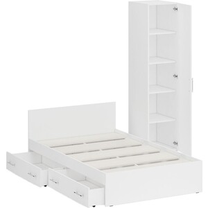 Комплект мебели СВК Стандарт кровать 120х200 с ящиками, пенал 45х52х200, белый (1024270)