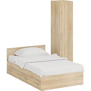 Комплект мебели СВК Стандарт кровать 120х200 с ящиками, пенал 45х52х200, дуб сонома (1024350) спальня свк стандарт 1 1800 дуб сонома 1024372