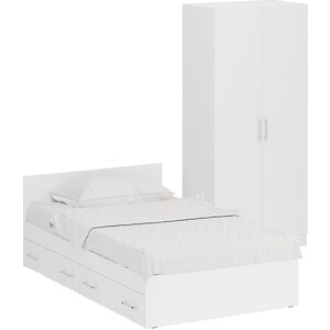Комплект мебели СВК Стандарт кровать 120х200 с ящиками, шкаф 2-х створчатый 90х52х200, белый (1024271)