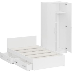 Комплект мебели СВК Стандарт кровать 120х200 с ящиками, шкаф 2-х створчатый 90х52х200, белый (1024271)