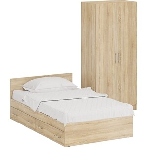 Комплект мебели СВК Стандарт кровать 120х200 с ящиками, шкаф 2-х створчатый 90х52х200, дуб сонома (1024351) кровать свк стандарт 120х200 дуб сонома 1024237