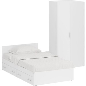 Комплект мебели СВК Стандарт кровать 120х200 с ящиками, шкаф угловой 81,2х81,2х200, белый (1024272) кровать гзми орион белый 160x200