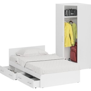 Комплект мебели СВК Стандарт кровать 120х200 с ящиками, шкаф угловой 81,2х81,2х200, белый (1024272)