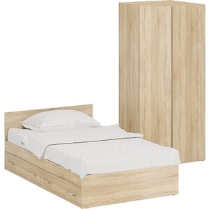 Комплект мебели СВК Стандарт кровать 120х200 с ящиками, шкаф угловой 81,2х81,2х200, дуб сонома (1024352) комплект мебели для ванной элеганс 65 норма