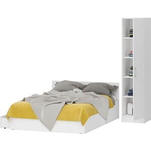 Комплект мебели СВК Стандарт кровать 140х200 с ящиками, пенал 45х52х200, белый (1024273)