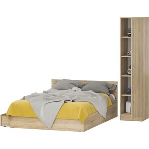 Комплект мебели СВК Стандарт кровать 140х200 с ящиками, пенал 45х52х200, дуб сонома (1024353)