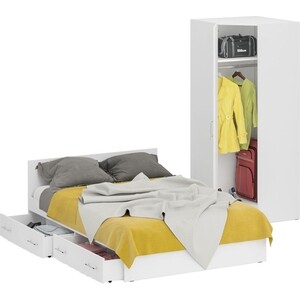 Комплект мебели СВК Стандарт кровать 140х200 с ящиками, шкаф угловой 81,2х81,2х200, белый (1024275)