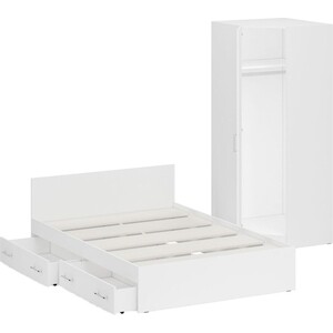 Комплект мебели СВК Стандарт кровать 140х200 с ящиками, шкаф угловой 81,2х81,2х200, белый (1024275)