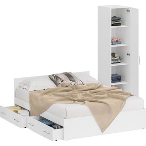 Комплект мебели СВК Стандарт кровать 160х200 с ящиками, пенал 45х52х200, белый (1024276)