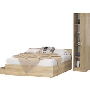 Комплект мебели СВК Стандарт кровать 160х200 с ящиками, пенал 45х52х200, дуб сонома (1024356)