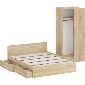 Комплект мебели СВК Стандарт кровать 160х200 с ящиками, шкаф угловой 81,2х81,2х200, дуб сонома (1024358)