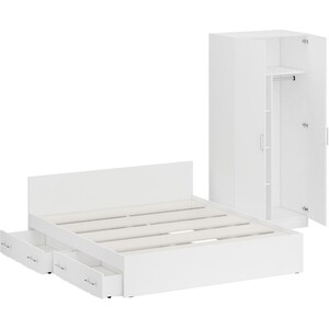 Комплект мебели СВК Стандарт кровать 180х200 с ящиками, шкаф 2-х створчатый 90х52х200, белый (1024280)
