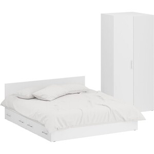 Комплект мебели СВК Стандарт кровать 180х200 с ящиками, шкаф угловой 81,2х81,2х200, белый (1024281) одноярусная кровать seven dreams blossom белый