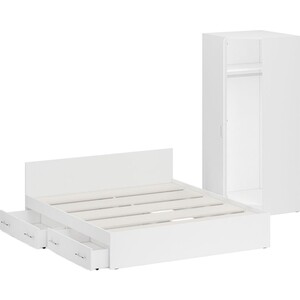 Комплект мебели СВК Стандарт кровать 180х200 с ящиками, шкаф угловой 81,2х81,2х200, белый (1024281)