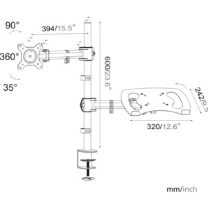Кронштейн для монитора/ноутбука Cactus CS-VM-LH07-AL серебряный 13"-27" макс.8кг настольный поворот и наклон