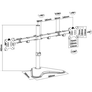 Кронштейн для мониторов Ultramounts UM 706 черный 13"-32" макс.8кг настольный поворот и наклон
