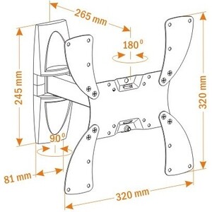 Кронштейн для телевизора Holder LCDS-5020 белый 22"-42" макс.30кг настенный поворот и наклон