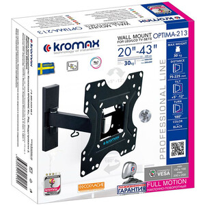 Кронштейн для телевизора Kromax OPTIMA-213 черный 20"-43" макс.30кг настенный поворот и наклон