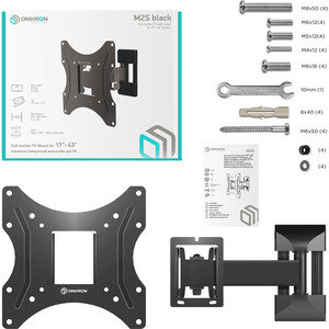 Кронштейн для телевизора Onkron M2S черный 17"-43" макс.35кг настенный поворот и наклон