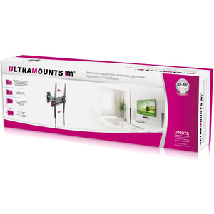 Кронштейн для телевизора Ultramounts UM 878 черный 32"-55" макс.35кг настенный поворотно-выдвижной и наклонный