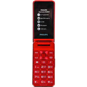 Мобильный телефон Philips E2601 Xenium красный раскладной карман для 2 карт c креплением на двухсторонний скотч красный с блестками