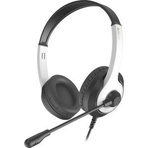 Наушники с микрофоном A4Tech Fstyler FH100U белый/черный 2м накладные USB оголовье (FH100U (PANDA)) наушники hyundai h hp102 белый