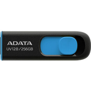 Флеш диск A-DATA 256Gb DashDrive UV128 AUV128-256G-RBE USB3.0 черный/синий флеш накопитель sandisk ultra fit [3 1 64 gb пластик ]