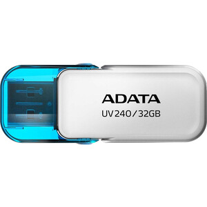 Флеш Диск A-DATA 32Gb UV240 AUV240-32G-RWH USB2.0 белый/голубой флеш накопитель adata usb2 32gb ac008 32g rkd красный