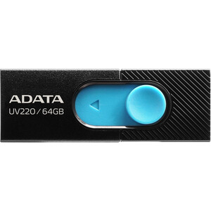Флеш Диск A-DATA 64Gb UV220 AUV220-64G-RBKBL USB2.0 черный/синий флеш накопитель sandisk ultra fit [3 1 64 gb пластик ]
