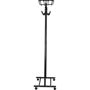 Вешалка напольная Мебелик М 9 на колесах, с крючками, черная (П0006416)