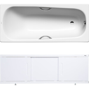 Ванна стальная Kaldewei Saniform Plus Star 332 Antislip, Easy Clean 160x70 с экраном Emmy Соната, ножками и ручками